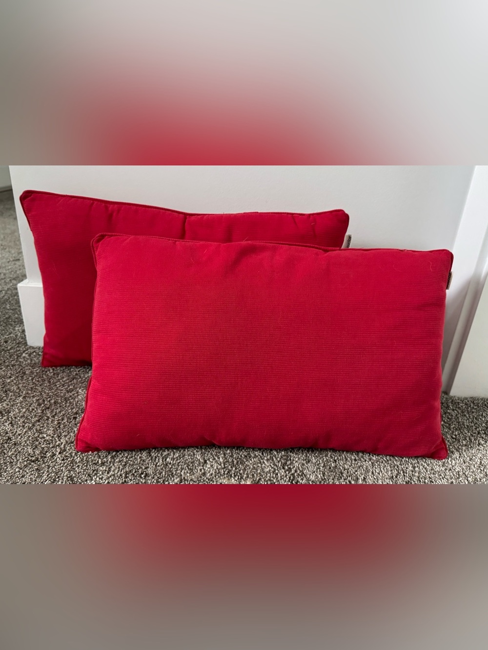 Set of 2 Bouclair Red Decorative Lumbar Pillows - Bedding, Sofa or Patio